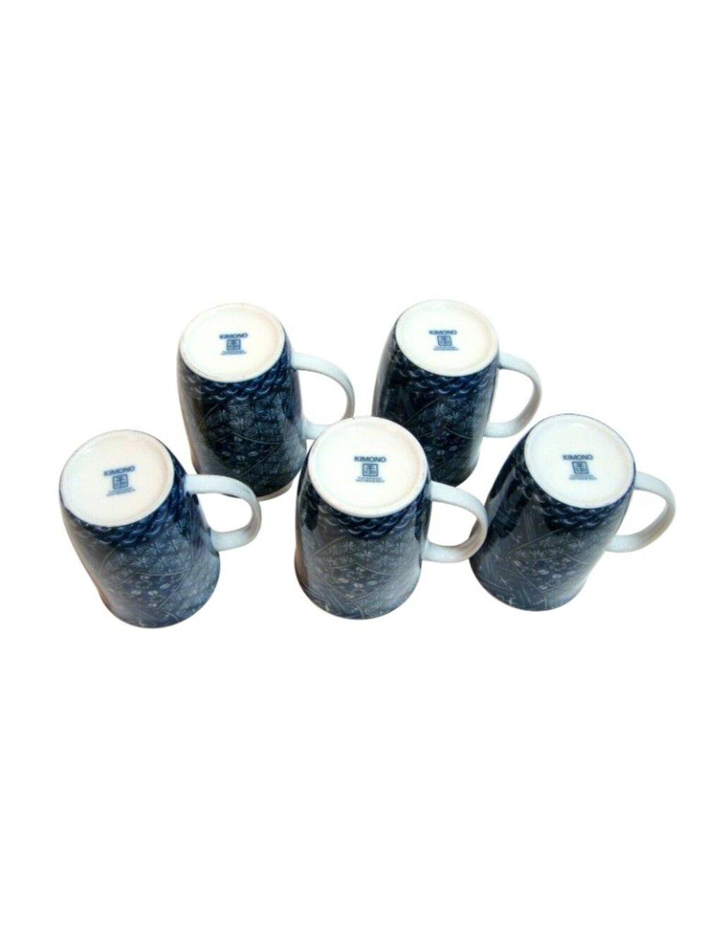 Takahashi Mugs Kimono Blue and White Set of Five - Picture 3 of 7